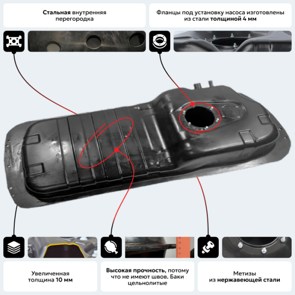 Пластиковый топливный бак KIA Sorento 5 местный, 2002-2009 г.в. (BP) - 67 л.